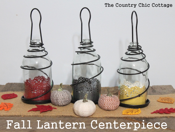 Fall Lantern Centerpiece -- a quick and easy way to add fall to the center of your table of any room in your home.