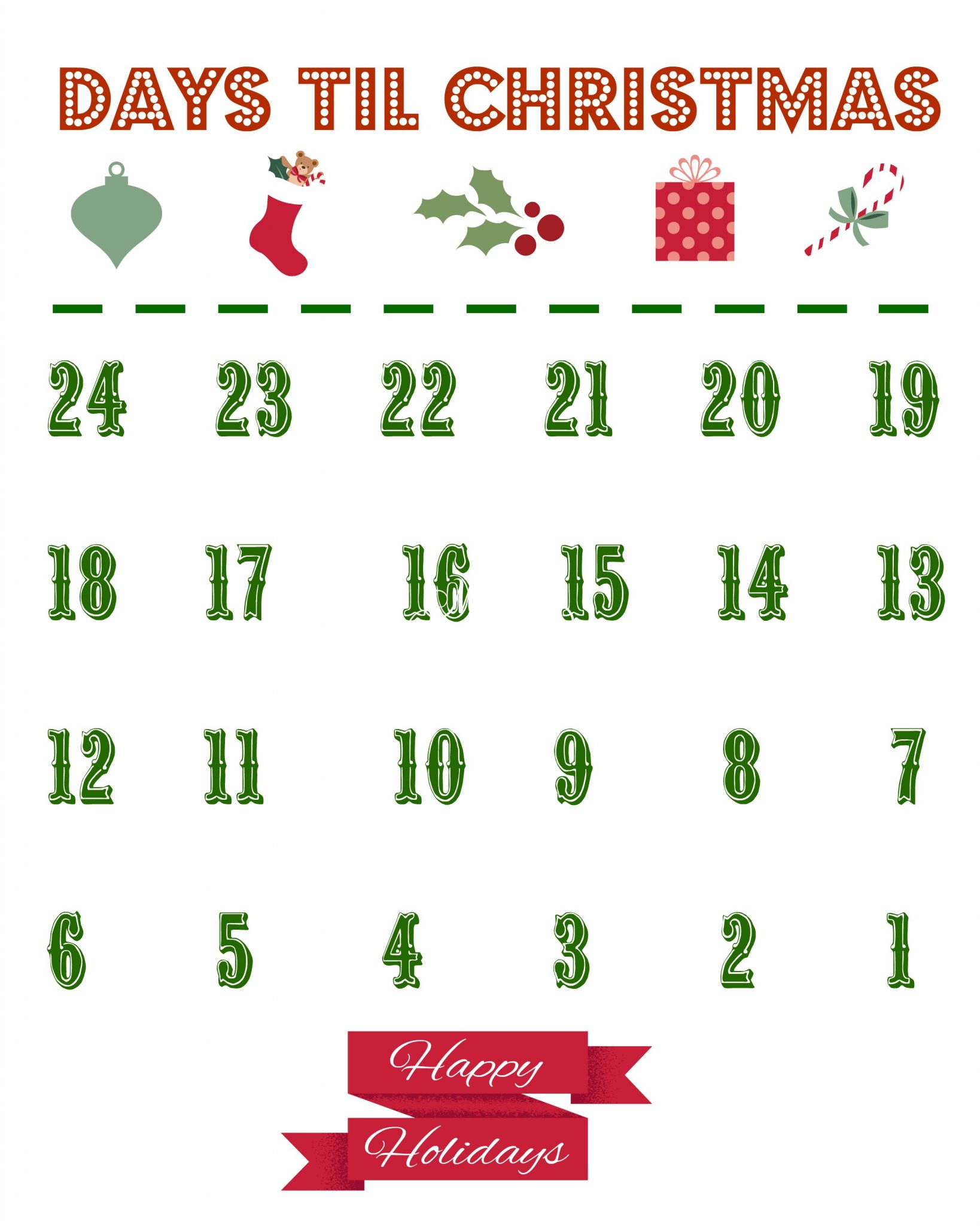 Printable Christmas Countdown Calendar The Country Chic Cottage