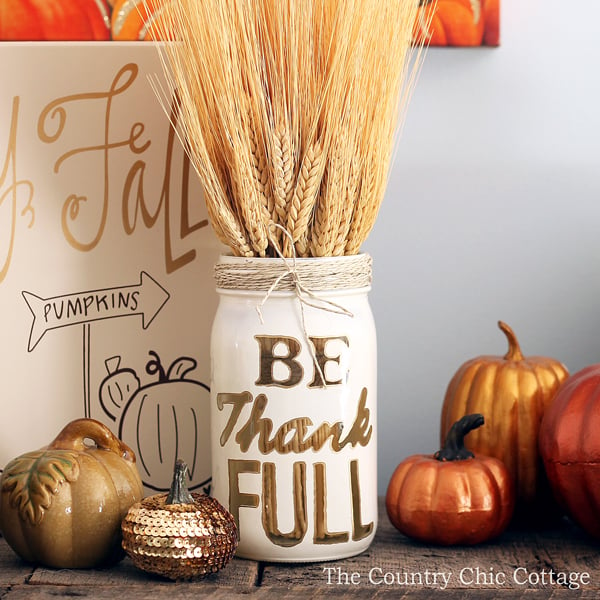 Thankful mason jar craft from The Country Chic Cottage