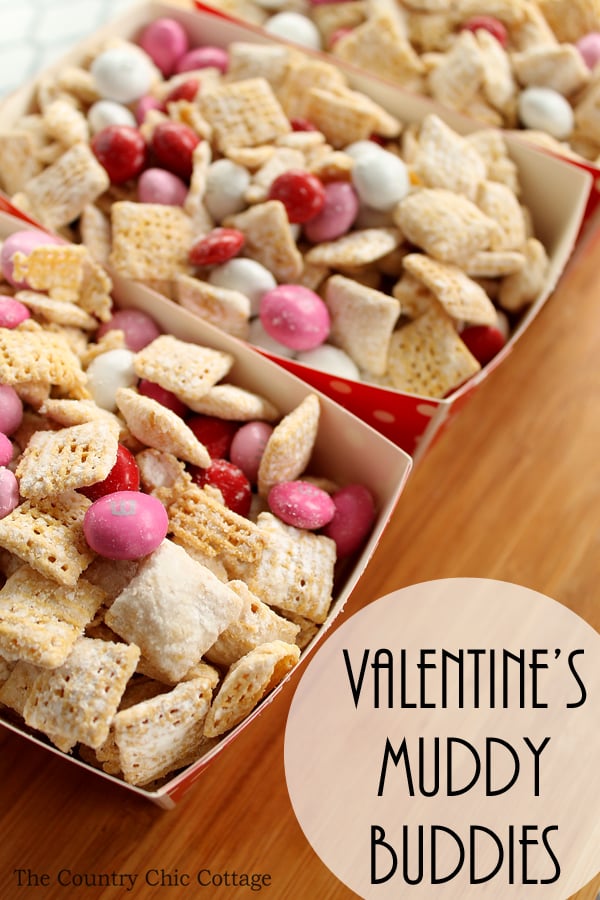 This Valentine's Day muddy buddies recipe is perfect to enjoy during the holiday and it is easy to make as well!