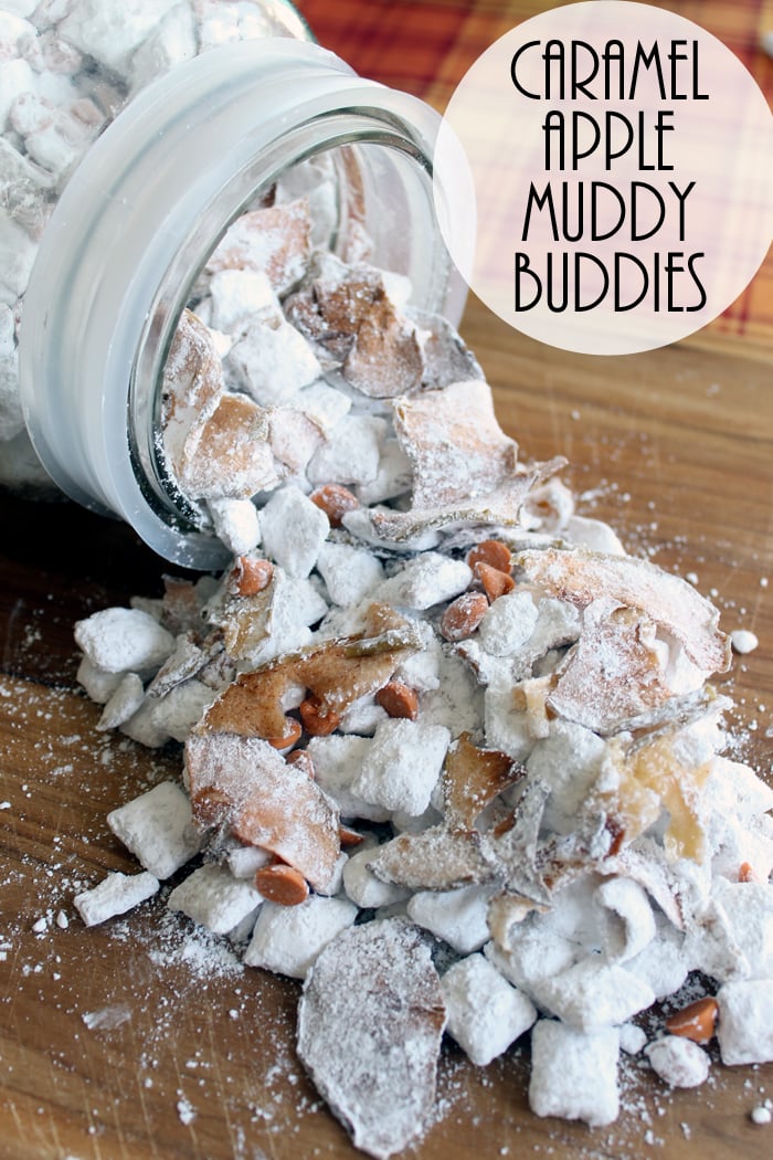 Caramel Apple Muddy Buddies are perfect for fall! Get the recipe!