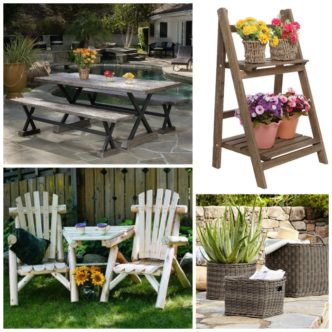 Rustic outdoor furniture options with farmhouse style! Order online and have it delivered!