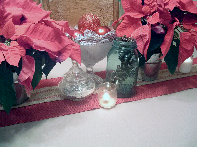 christmas centerpiece on a table