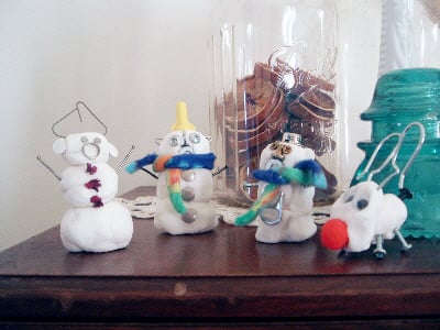 hardware snowmen with playdough