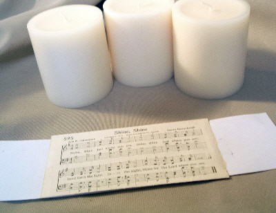 candles with sheet music
