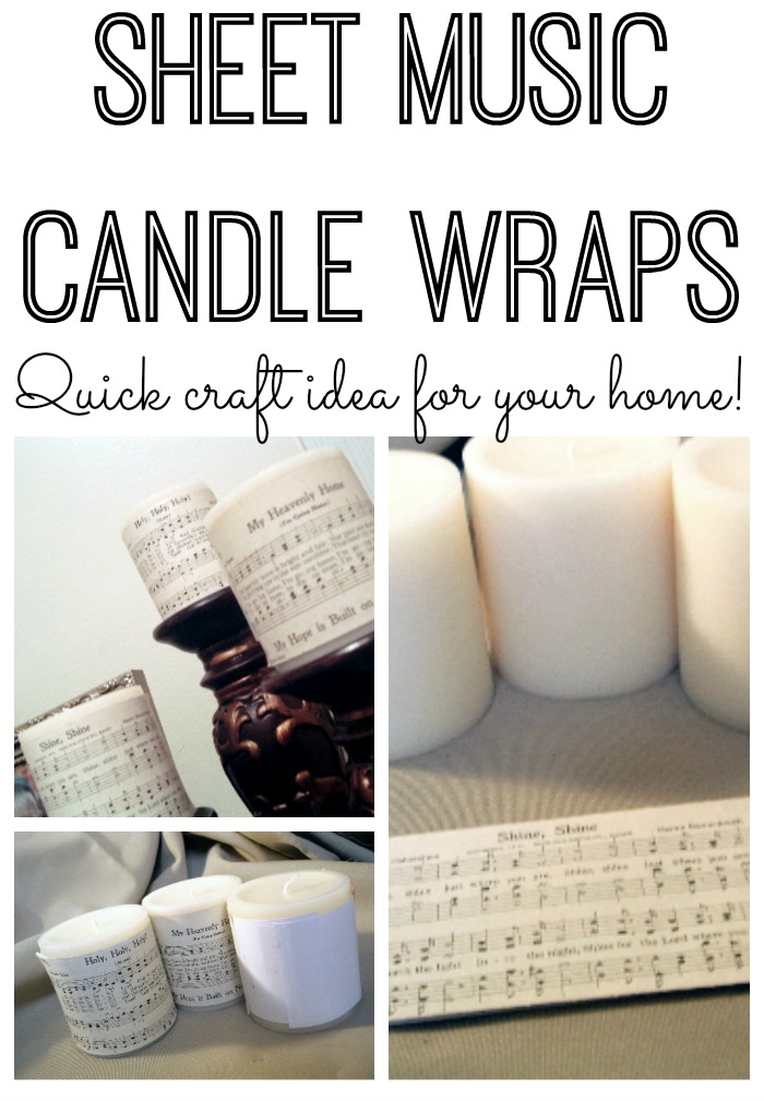 Make these sheet music candle wraps in seconds and add to your home decor!