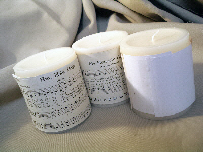 using sheet music to decorate candles