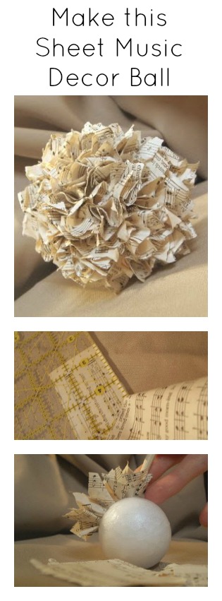 Make a sheet music home decor ball easily with this craft tutorial!