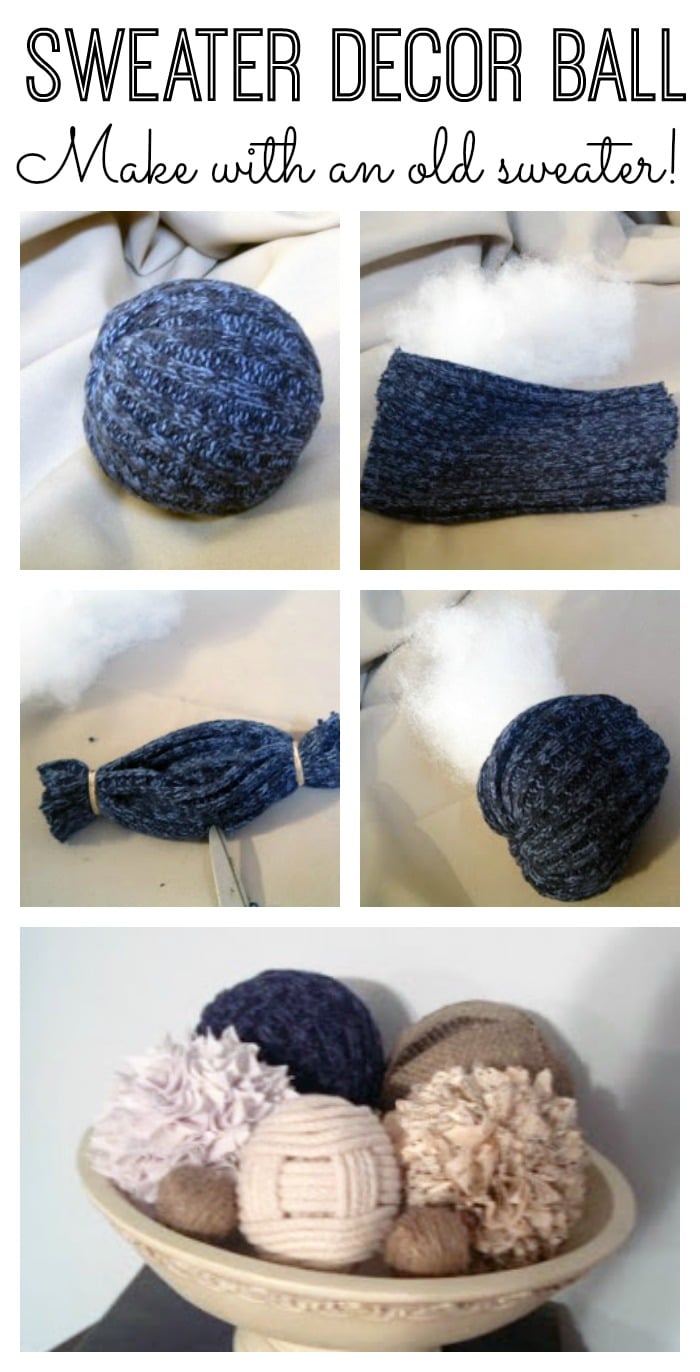 Make a decor ball from an old sweater!  A fun recycled craft idea!