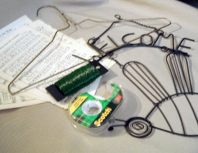 supplies to make a wreath from sheet music