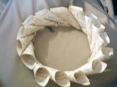 wreath made with sheet music