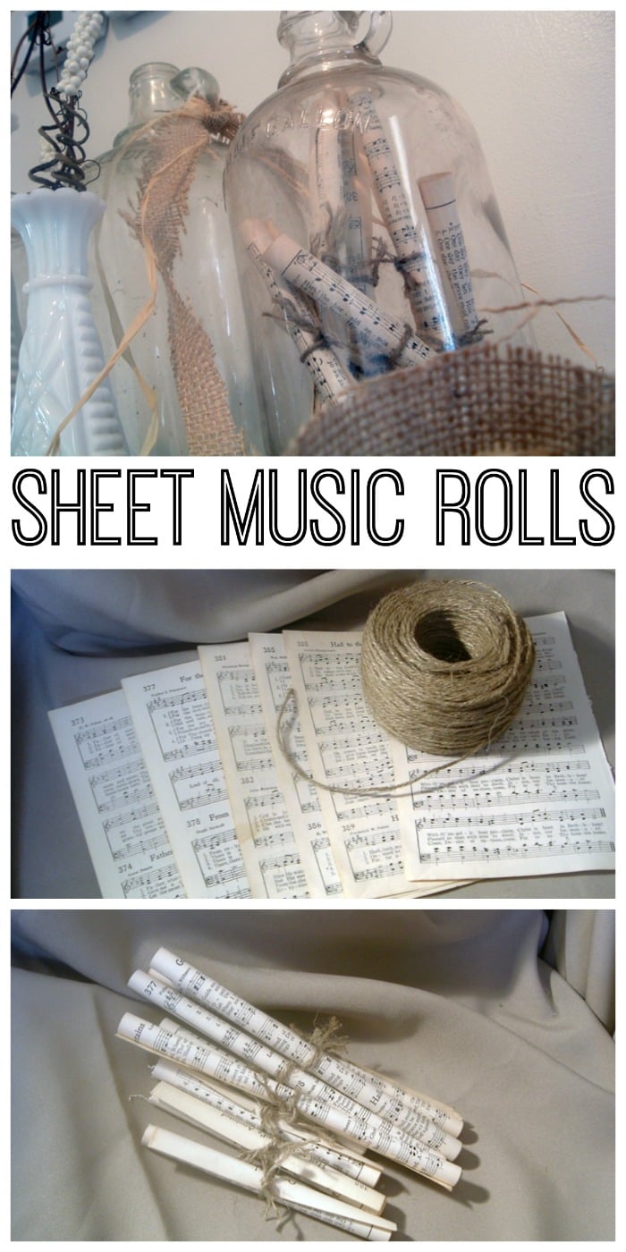 These simple sheet music rolls will look great in your home decor.