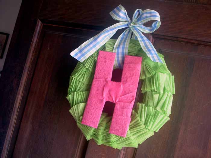 Make this crepe paper wreath for your door this spring!