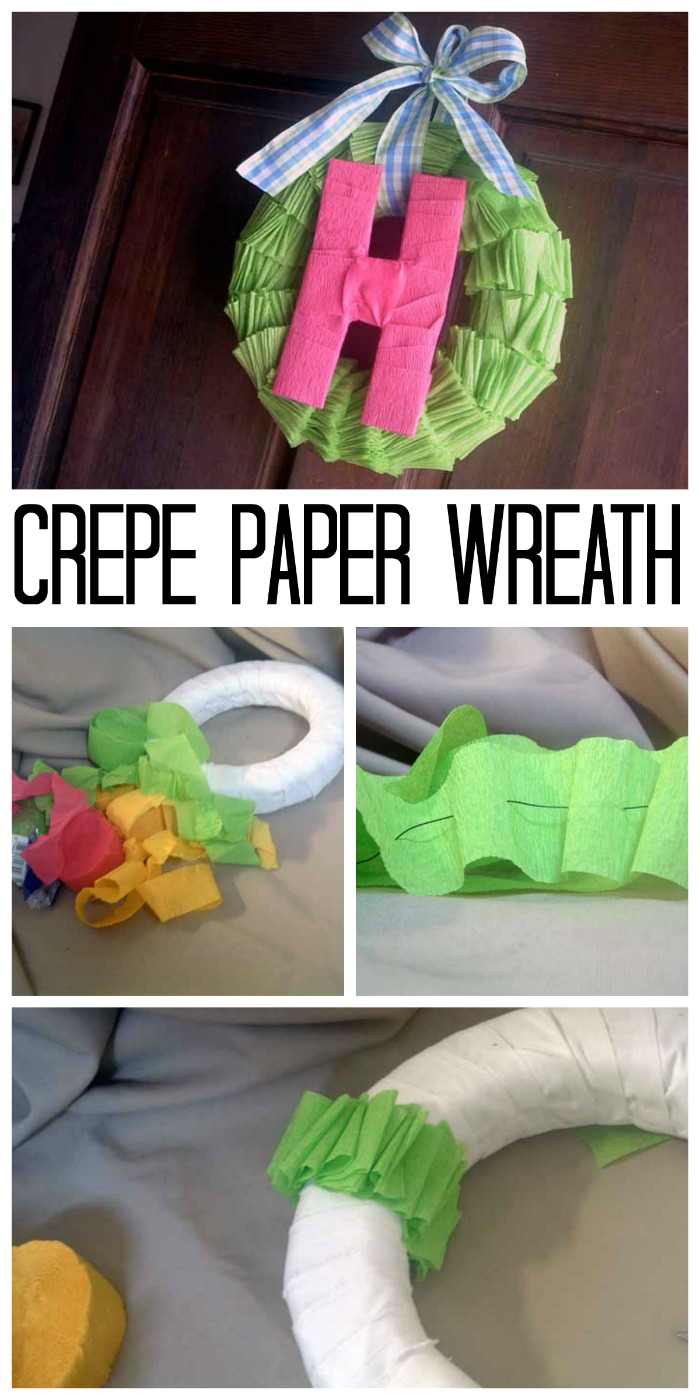 Make this crepe paper wreath for your door this spring!