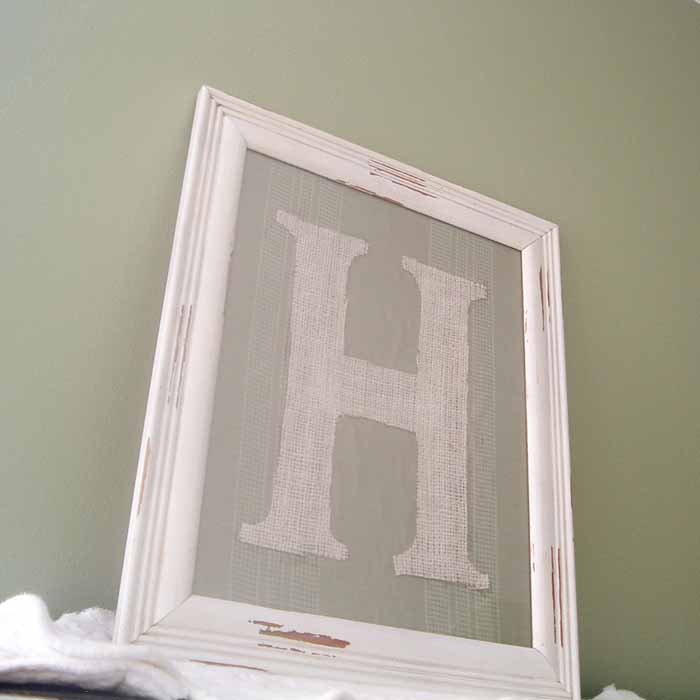 Make this framed burlap letter for your home! A quick and easy way to add some rustic flair to your farmhouse!