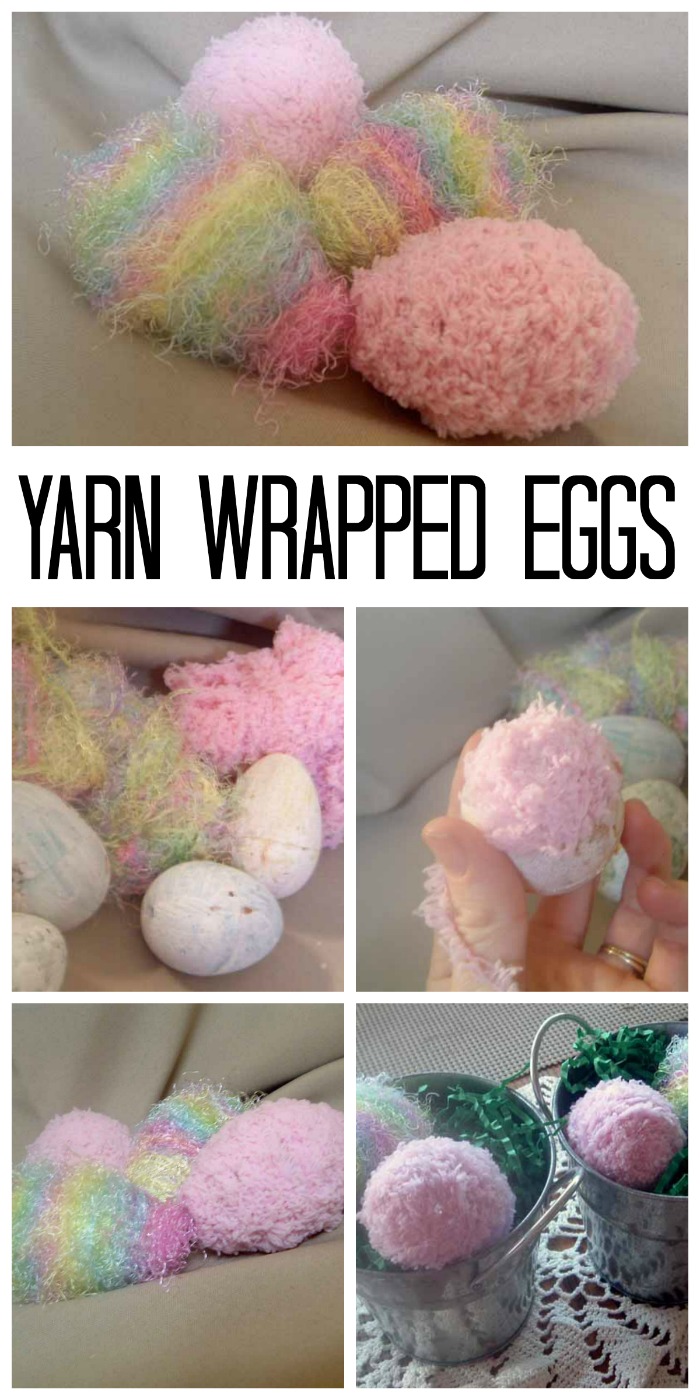 Make these fuzzy yarn wrapped Easter eggs with just a few supplies. A fun craft with those plastic Easter eggs that is perfect for your spring decor!