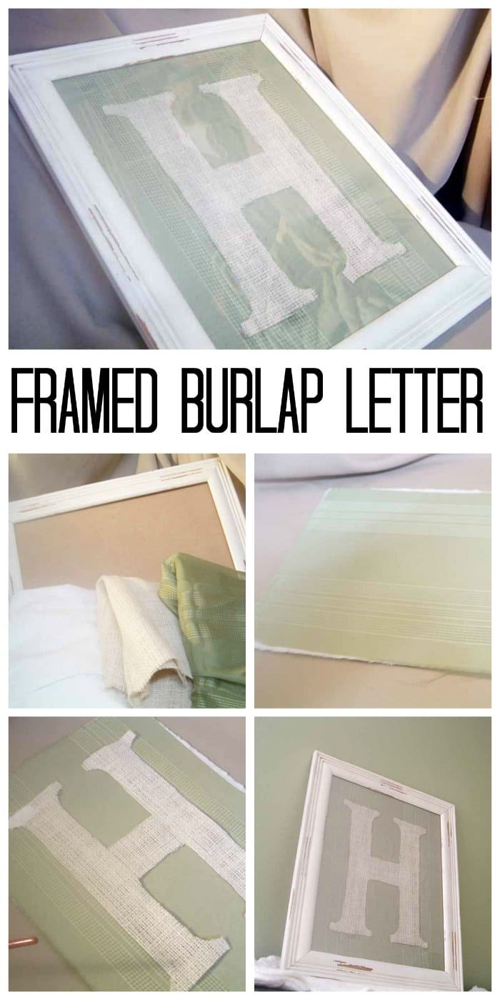 Make this framed burlap letter for your home! A quick and easy way to add some rustic flair to your farmhouse!