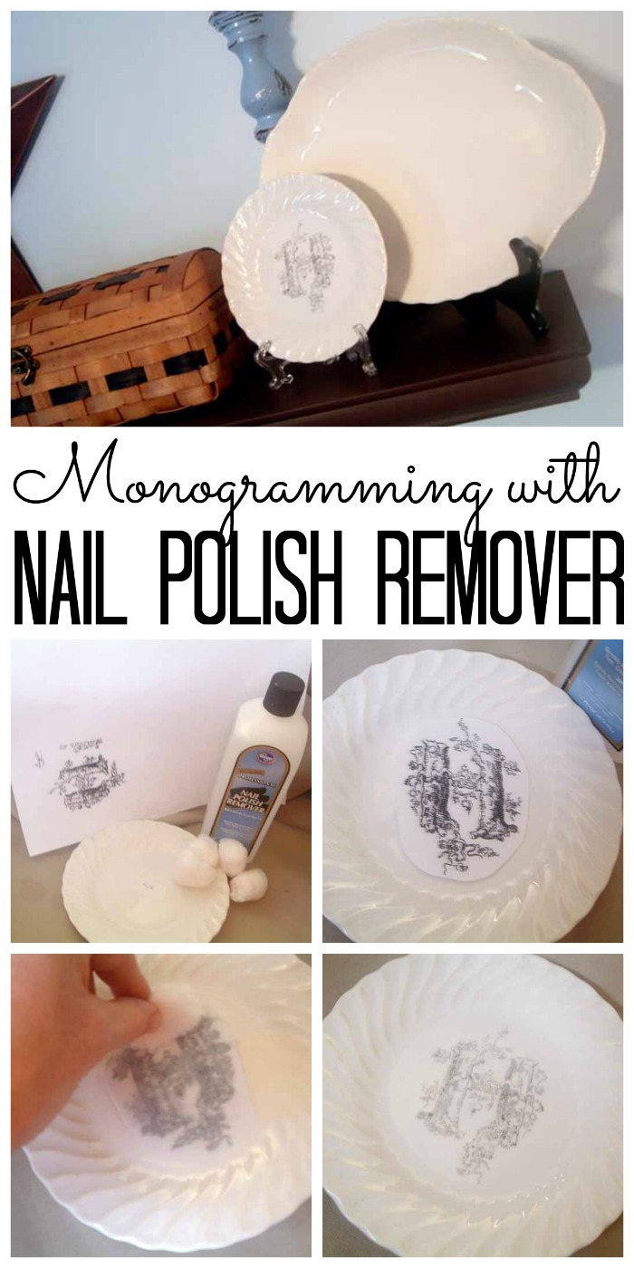 Learn how monogramming a saucer with nail polish remover is a simple craft idea!