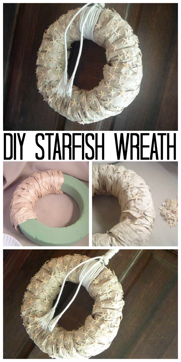 Make your own starfish wreath for a touch of summer on your front door!