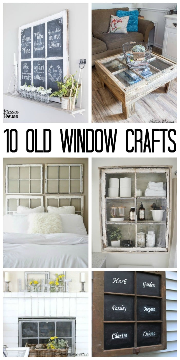 These old window crafts are perfect for your farmhouse style home!  Make one or more of them today!