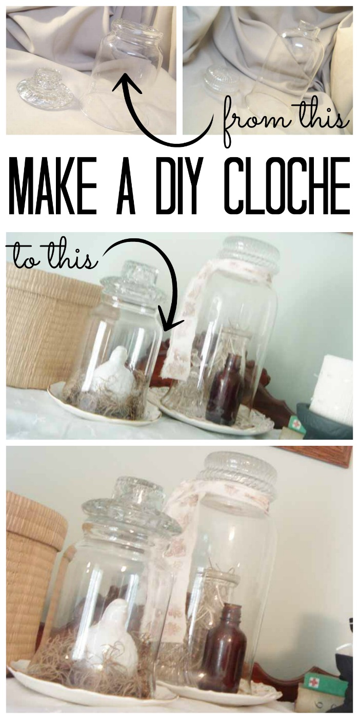 Make a DIY cloche for your home in just minutes!  This inexpensive craft idea is perfect for any home decor!