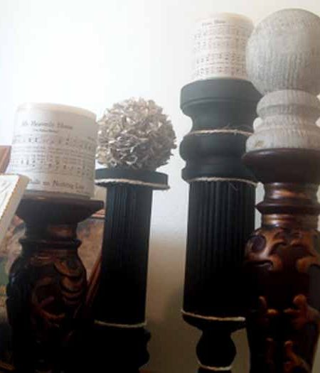 Make your own candlesticks using wood dowels and a few thiftstore finds! Gorgeous home decor for cheap!