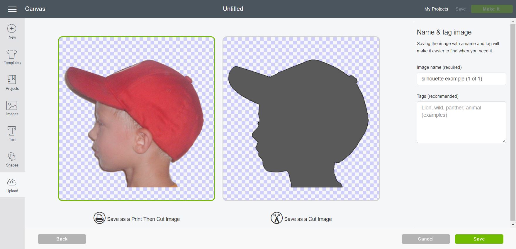 Turning image into silhouette in Cricut Design Space