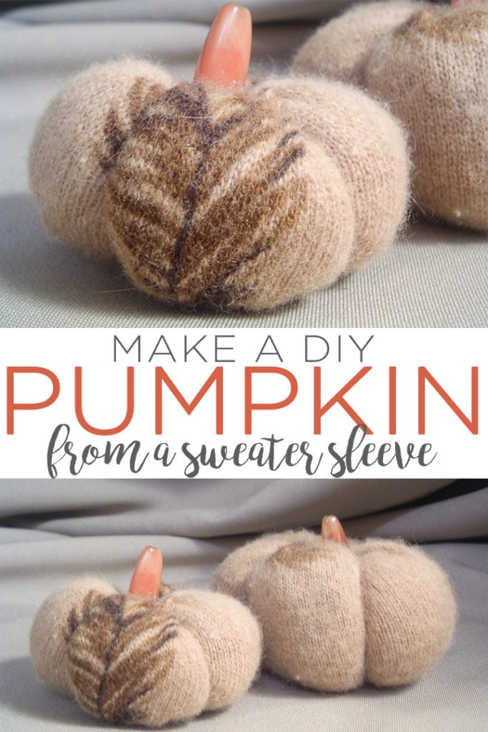 Learn how to make DIY sweater sleeve pumpkins for fall! A cute recycled craft that is perfect for your autumn decor! #pumpkins #sweatercrafts #crafts #recycled #fall #autumn