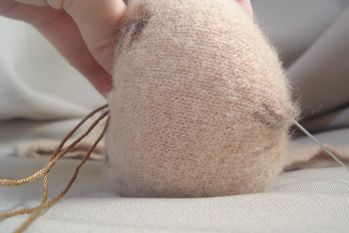 adding embroidery floss to pumpkins