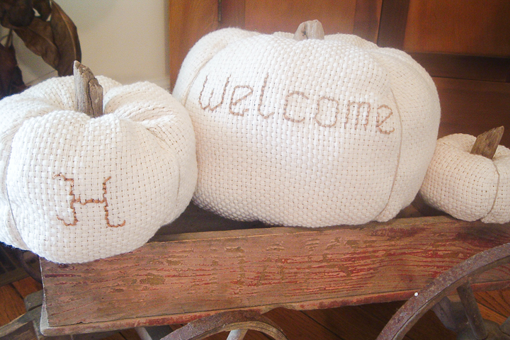 rustic fabric pumpkins