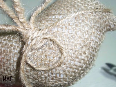 tied jute bow on burlap ornament