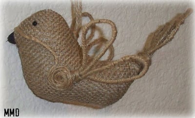 burlap bird ornament 