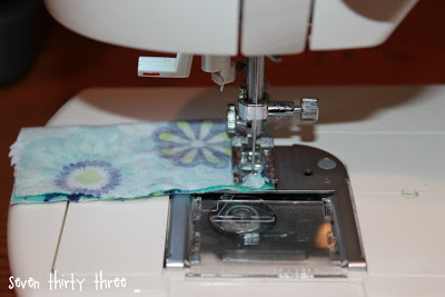 sewing floral strap closure on sewing machine