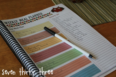 meal planner on wooden table