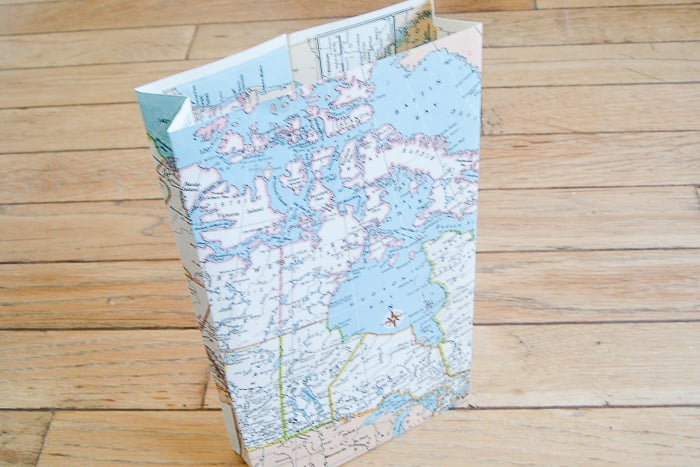 gift bag made from map