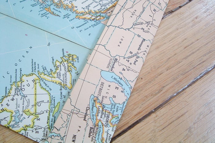 folding map to make gift bag 