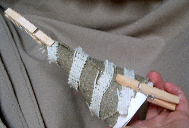 burlap held in place with clothespins