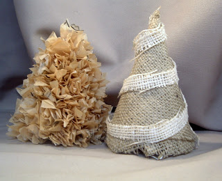 sewing pattern christmas tree along with a burlap christmas tree