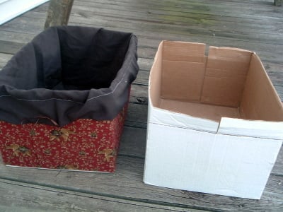 See how to cover plain boxes with fabric and use them for organizing around your home.