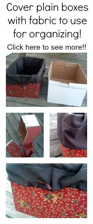 See how to cover plain boxes with fabric and use them for organizing around your home.