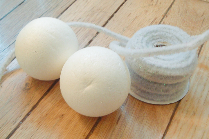 styrofoam balls and roll of pipe cleaners