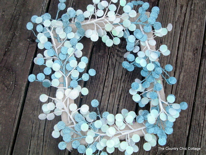 Blue and White Winter Wreath