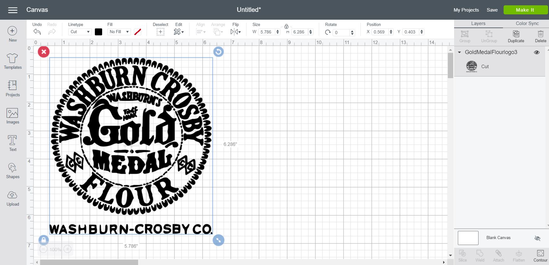 washburn crosby logo in cricut design space