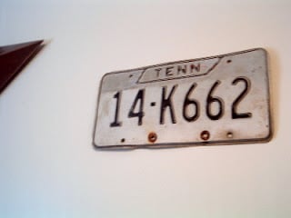old white Tennessee license plate