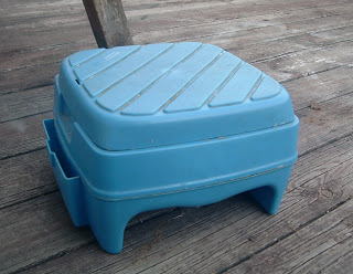 blue footstool