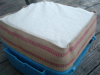 preparing footstool cover for sewing