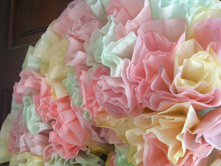 You can make this colorful spring coffee filter wreath with your favorite bright colors