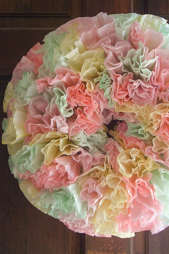 Make this easy coffee filter wreath using this simple tutorial and just a few supplies.