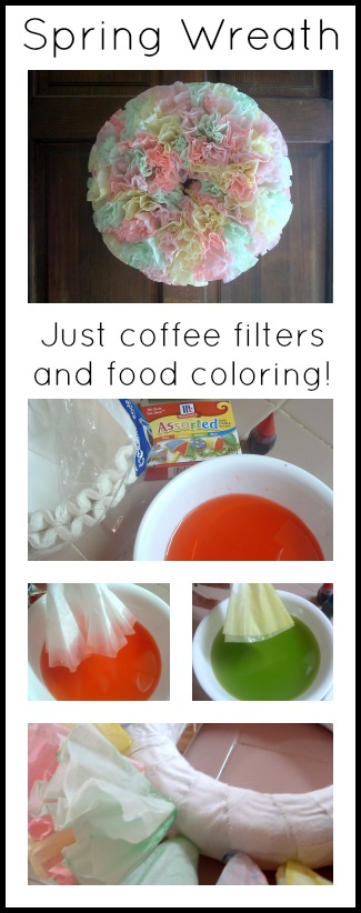 Make a gorgeous spring wreath with just coffee filters and food coloring!