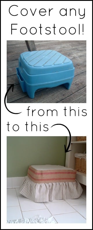 Cover any footstool with this method -- a tutorial on how to slipcover a plastic stool.